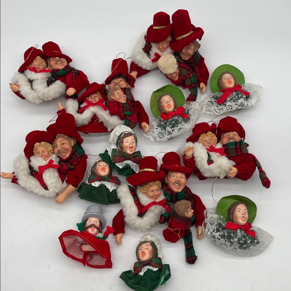 Vintage Byers Choice Christmas Carolers Ornaments With Hangers-Set Of 13